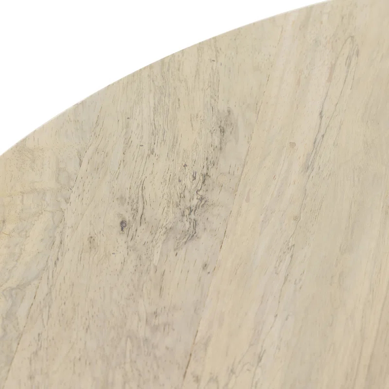 Bleached Wood Round Pedestal Coffee Table