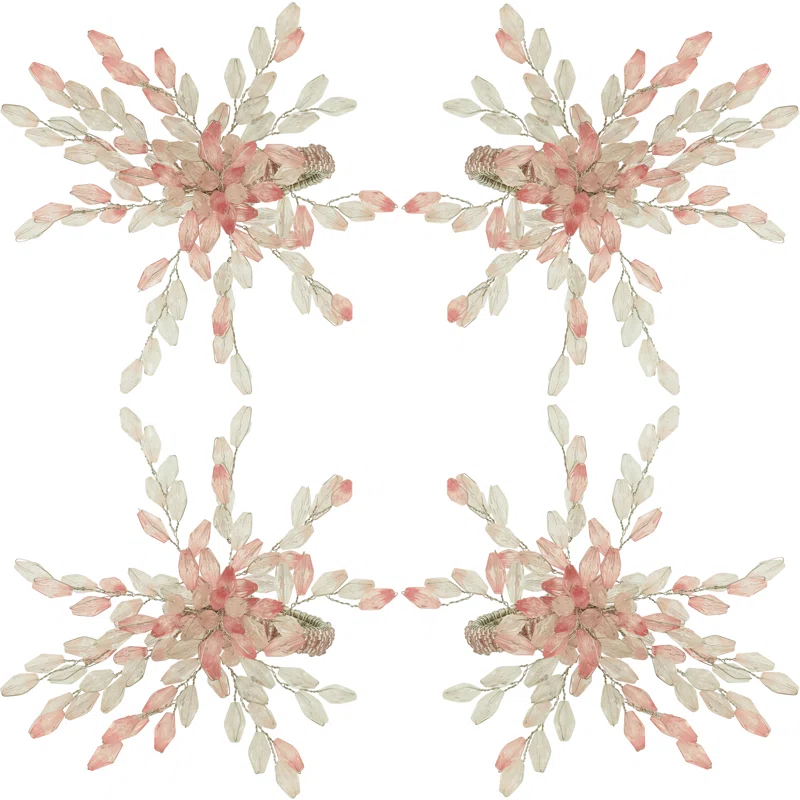 Saro Beaded Flower Napkin Ring (Set of 4)