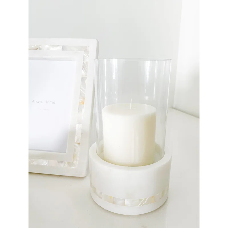 Anaya 7.63" Marble Tabletop Hurricane | Wayfair