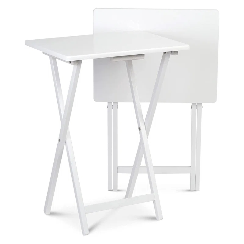 PJ Wood 19.09'' Solid Wood Rectangular Portable Folding Table (Set of 2)