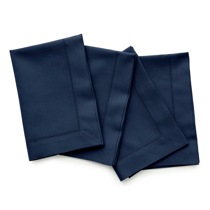 Solino Home Cotton Linen Hemstitch Dinner Napkins (Set of 4)
