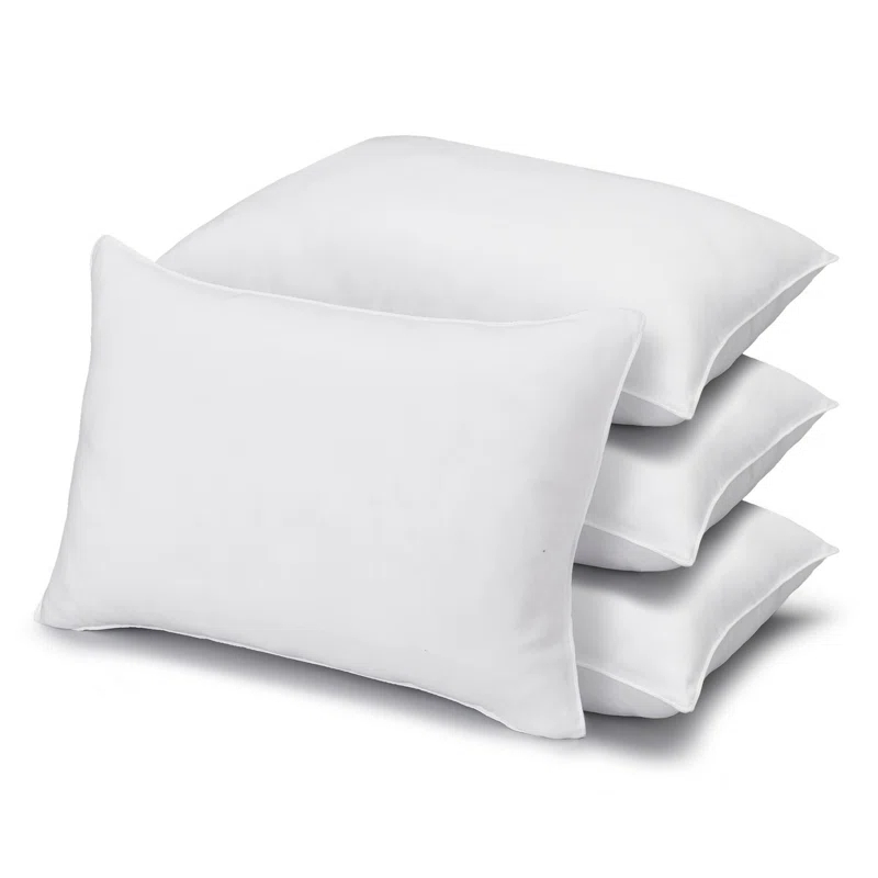 Ella Jayne Home Exquisite Hotel Soft Plush Gel Fiber Filled Allergy Resistant Stomach Sleeper Pillow (Set of 4)