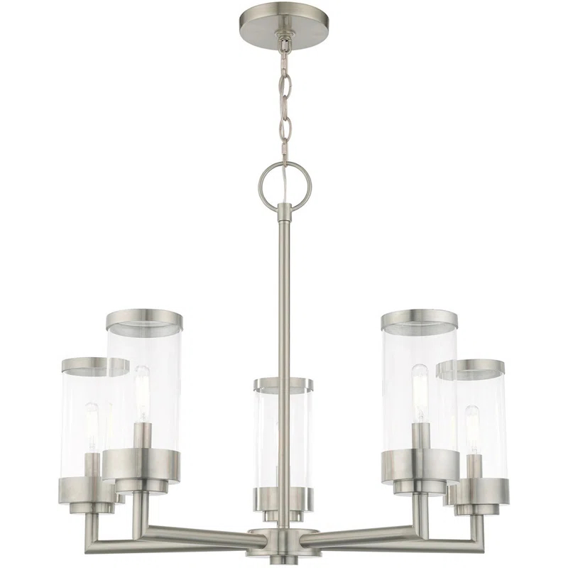 Taylen 5 - Light Stainless Steel Cylinder Chandelier