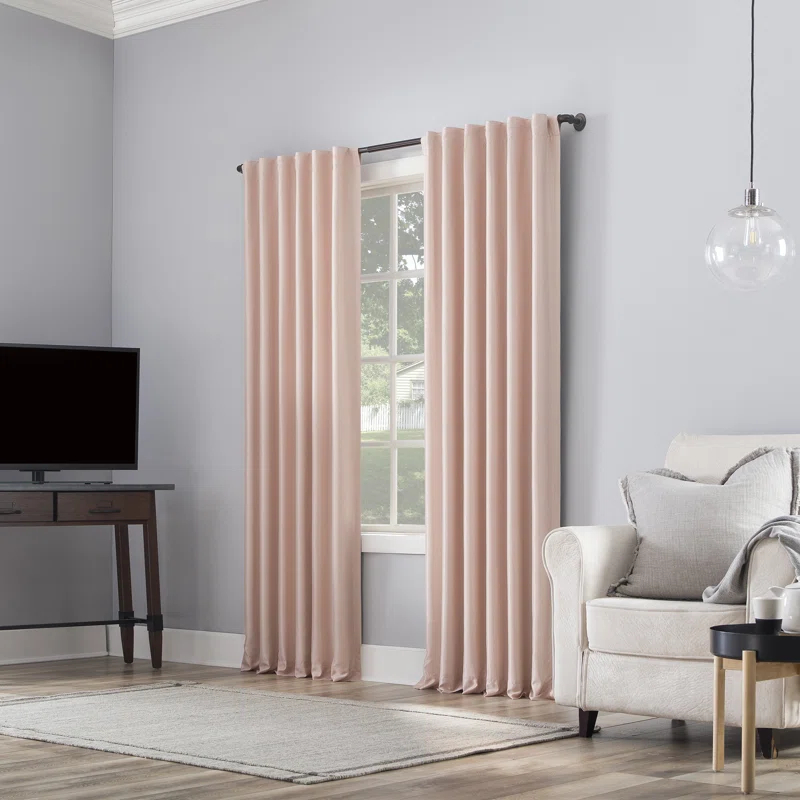 Faux Dupioni Silk Thermal Extreme 100% Blackout Back Tab Curtain Panel