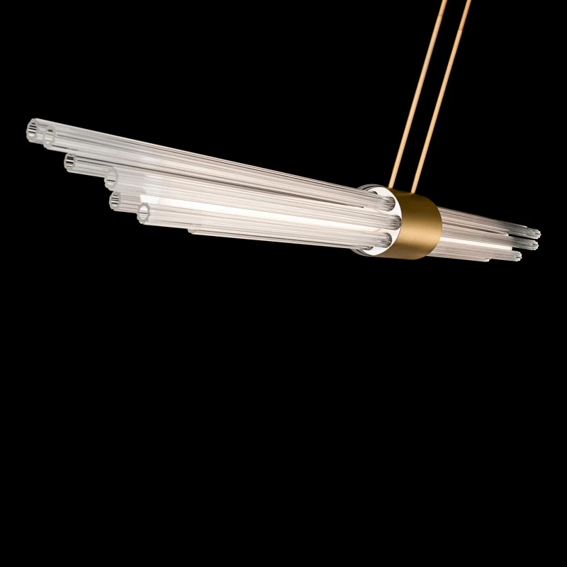 Luzerne Aged Brass LED Pendant with Reeded Glass Shade