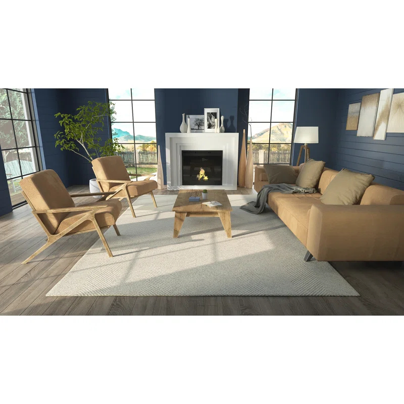 Wheaton Chevron Handmade Tufted Wool Taupe Area Rug