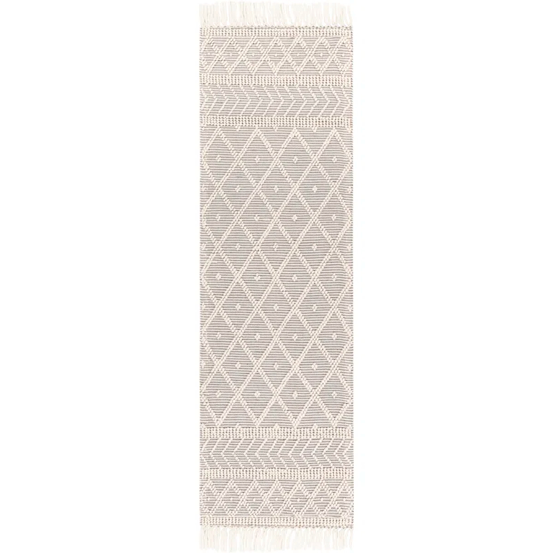 Loria Geometric Handmade Hand Woven Wool Ivory/Charcoal Area Rug