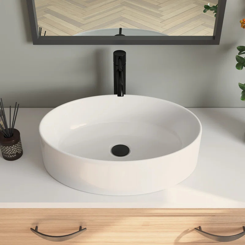 DeerValley 19.7'' x 14'' White Oval Vitreous China Vessel Bathroom Sink