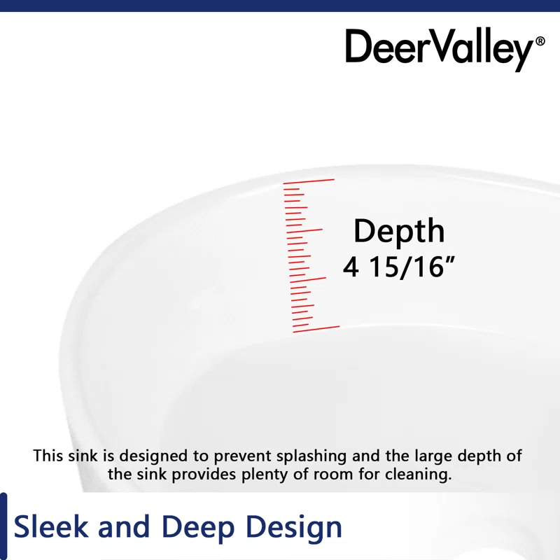 DeerValley 19.7'' x 14'' White Oval Vitreous China Vessel Bathroom Sink