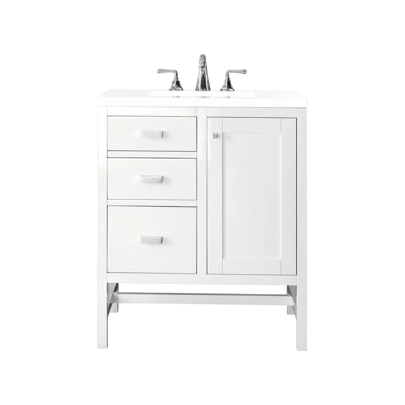 James Martin Vanities Addison 30'' Single Bathroom Vanity with Engineered Quartz Top