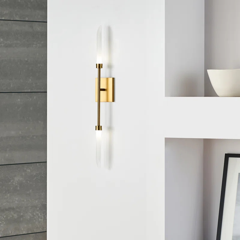 Spur Aged Brass Dimmable 2-Light LED Wall Sconce with Glass Shades