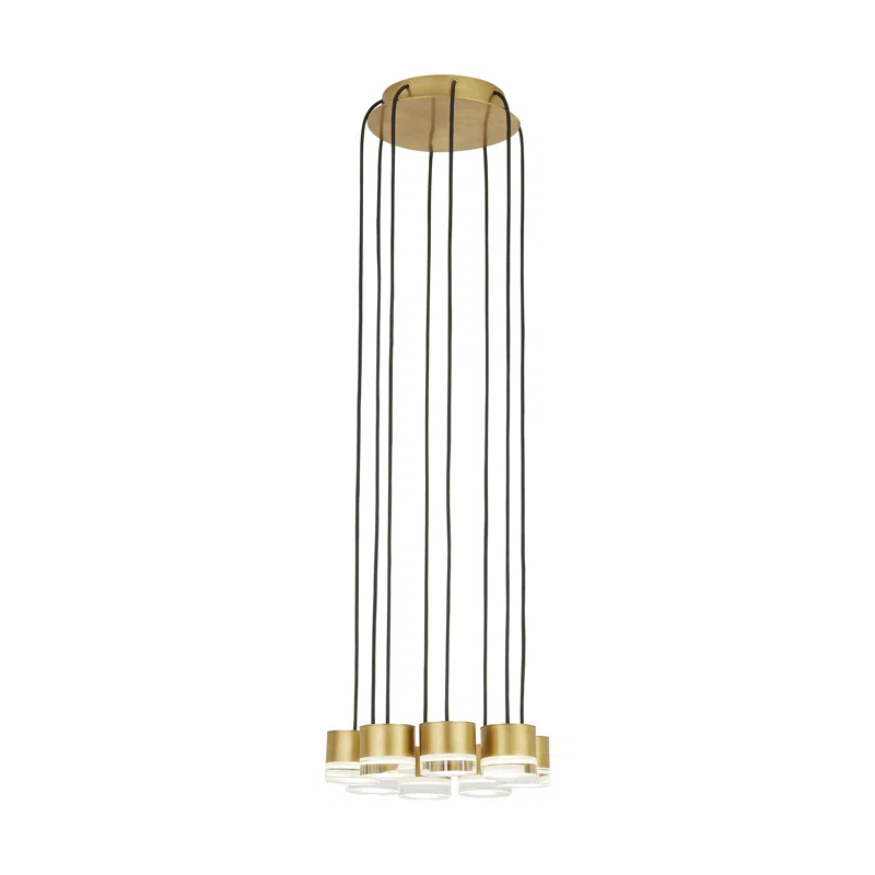 Gable Natural Brass 8-Light Integrated LED Crystal Pendant