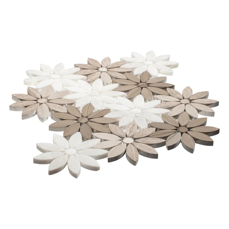 Fresh Novelty Flower Polished Natural Stones Wall & Floor Mosaic Tile