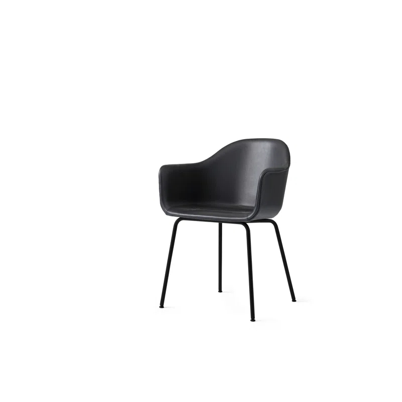 Dakar Black Genuine Leather & Metal High Back Arm Chair