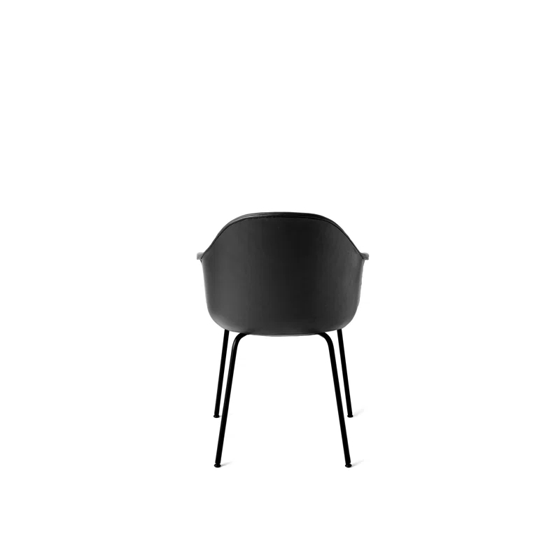 Dakar Black Genuine Leather & Metal High Back Arm Chair