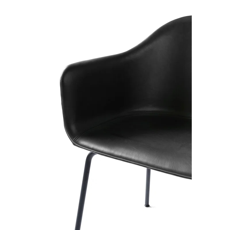 Dakar Black Genuine Leather & Metal High Back Arm Chair