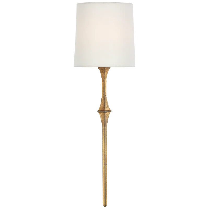 Gilded Iron and Fabric 19" Wall Sconce