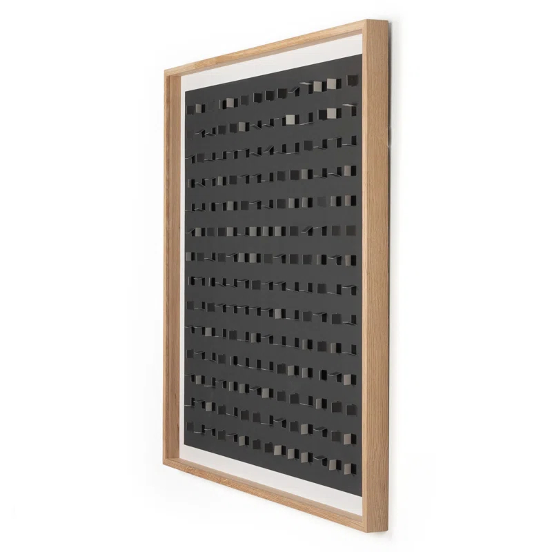 Abstract Black and White Oak Framed Canvas Print
