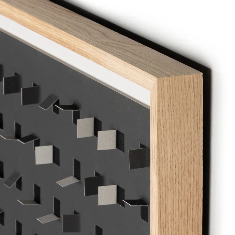 Abstract Black and White Oak Framed Canvas Print
