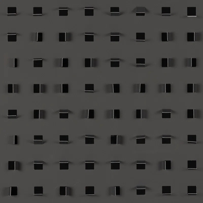 Abstract Black and White Oak Framed Canvas Print