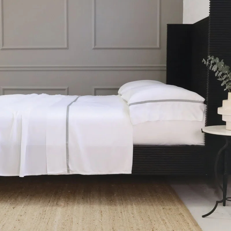 California King White and Ocean Cotton Bamboo Sheet Set