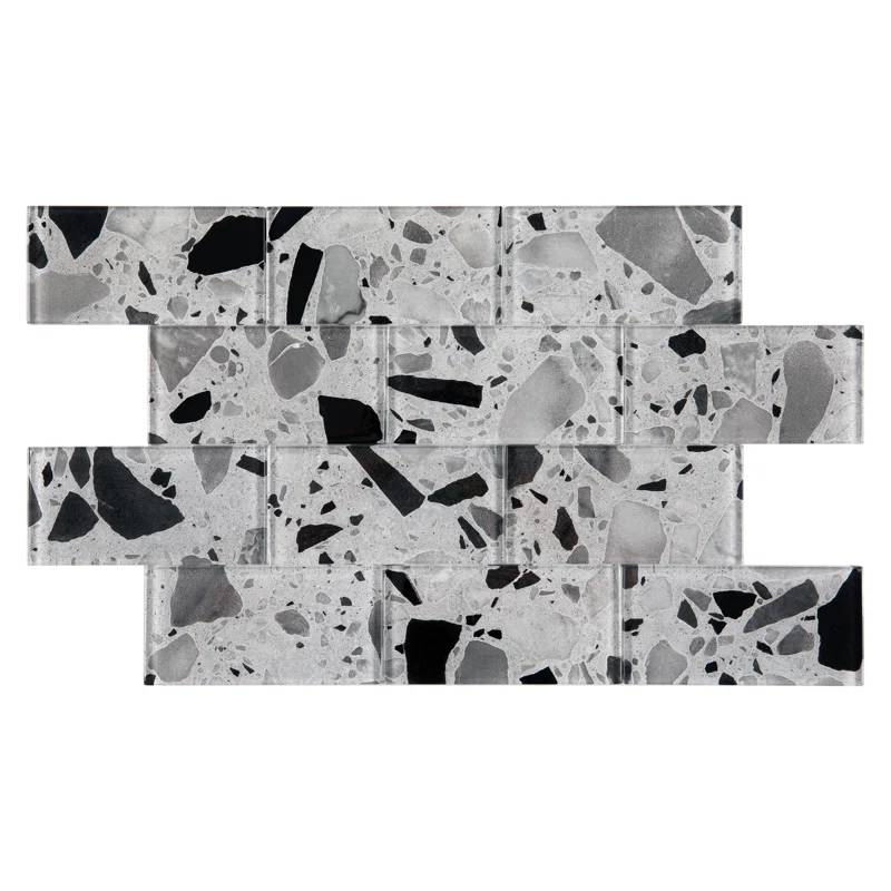Glass Terrazzo 3'' W x 6'' L Glass Subway Singular Tile