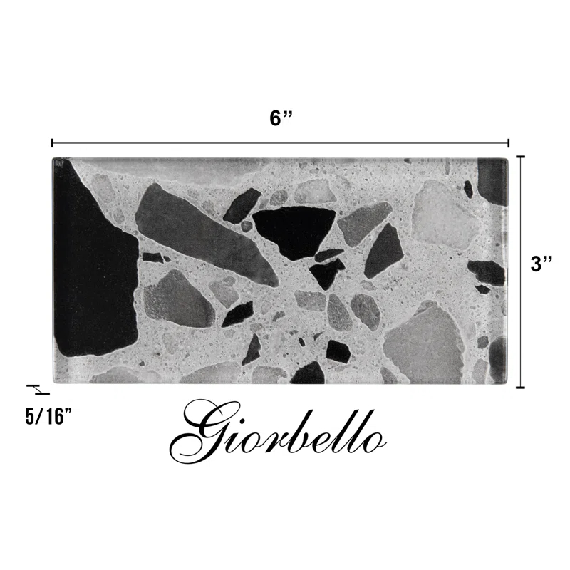 Glass Terrazzo 3'' W x 6'' L Glass Subway Singular Tile