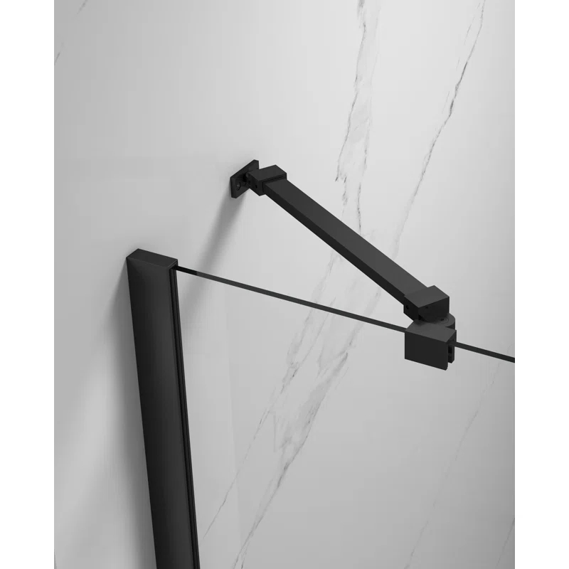 43" W x 58" H Frameless Glass Hinged Bathtub Shower Door with Clear Tempered Glass