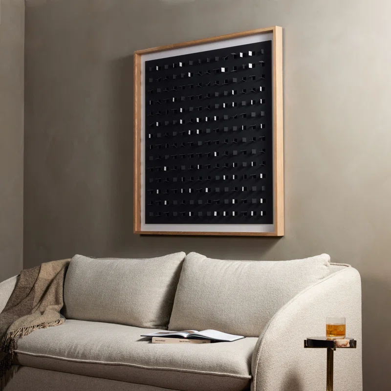 Abstract Black and White Oak Framed Canvas Print