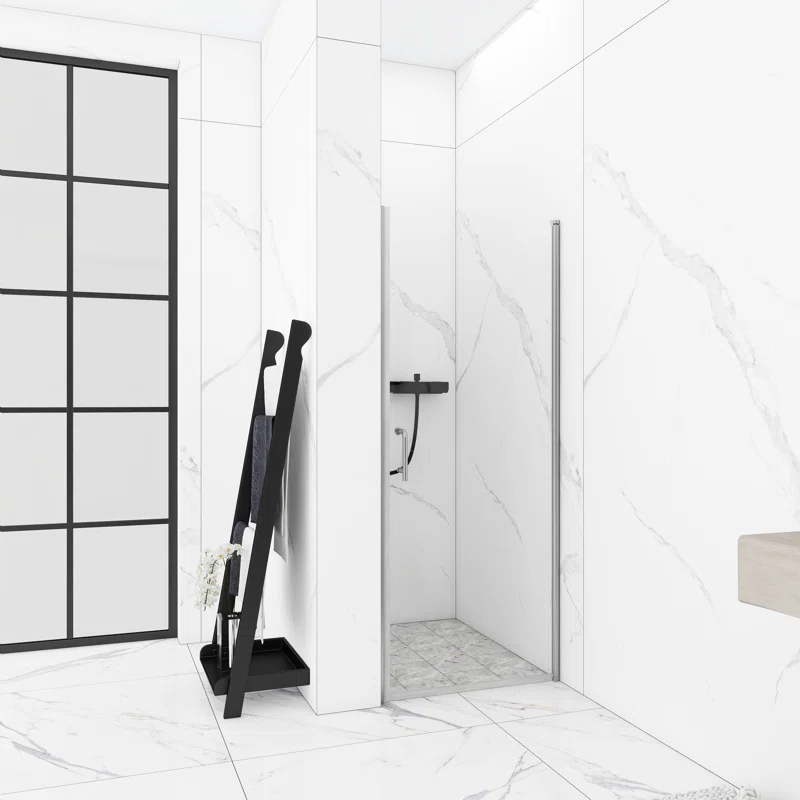 30'' - W x 72'' H Pivot Door Semi-Frameless Shower Door with
