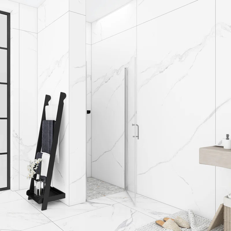 30'' - W x 72'' H Pivot Door Semi-Frameless Shower Door with