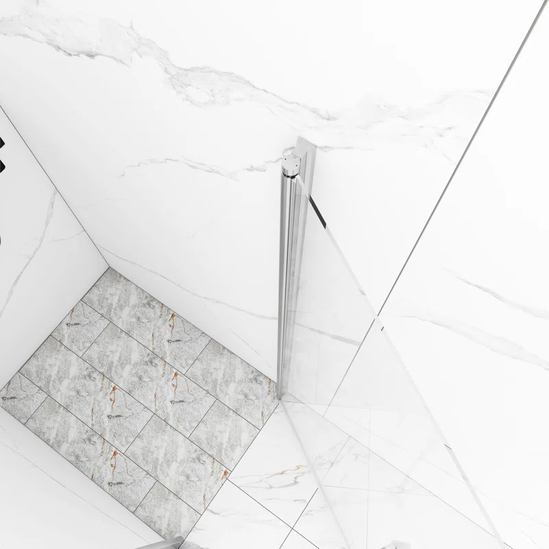 30'' - W x 72'' H Pivot Door Semi-Frameless Shower Door with