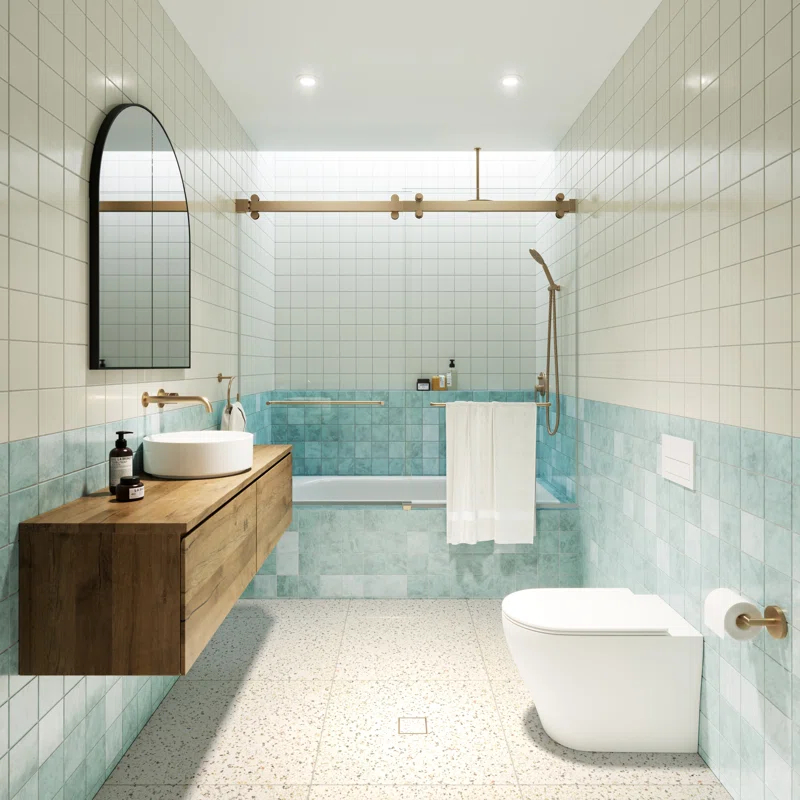 Polaris 60 in. x 60 in. Fully Frameless Sliding Bypass Bathtub Door