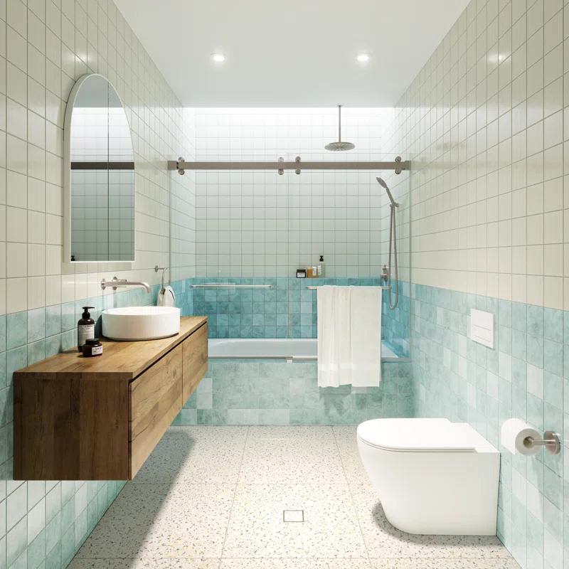 Polaris 60 in. x 60 in. Fully Frameless Sliding Bypass Bathtub Door