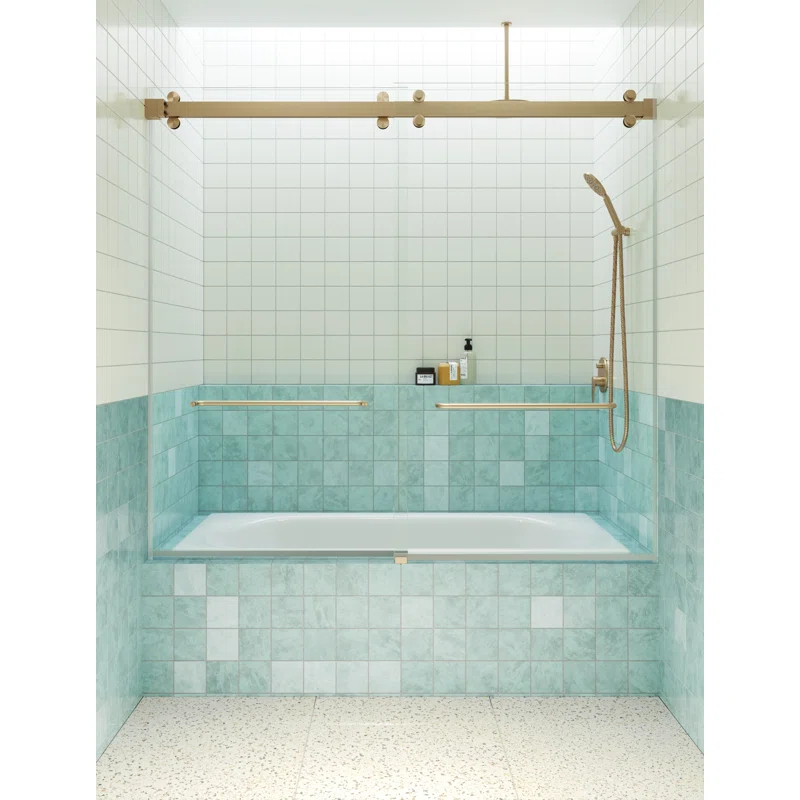 Polaris 60 in. x 60 in. Fully Frameless Sliding Bypass Bathtub Door