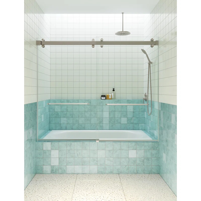 Polaris 60 in. x 60 in. Fully Frameless Sliding Bypass Bathtub Door