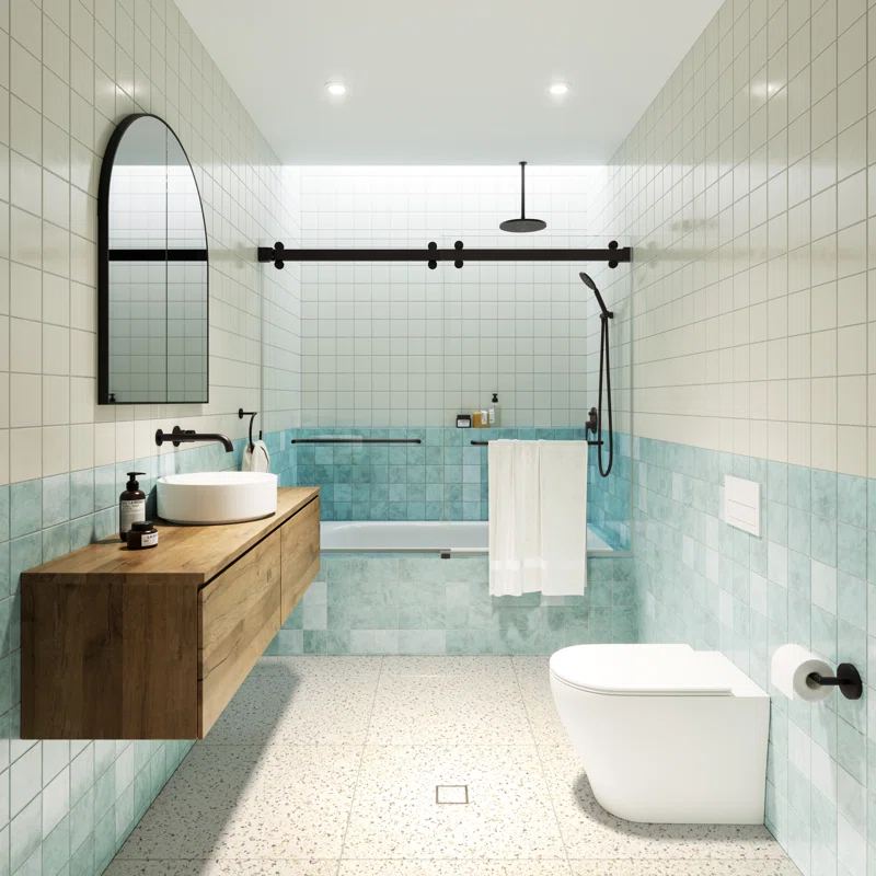 Polaris 60 in. x 60 in. Fully Frameless Sliding Bypass Bathtub Door