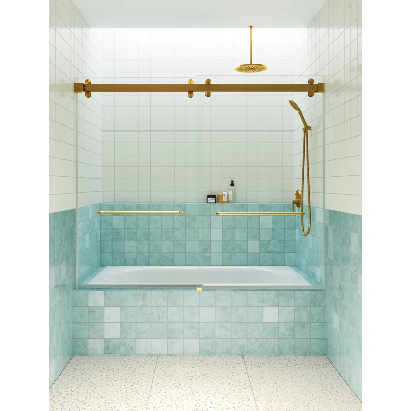 Polaris 60 in. x 60 in. Fully Frameless Sliding Bypass Bathtub Door