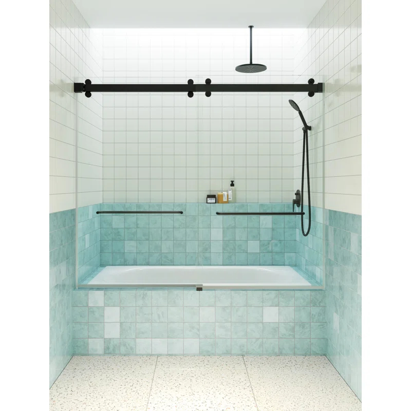 Polaris 60 in. x 60 in. Fully Frameless Sliding Bypass Bathtub Door