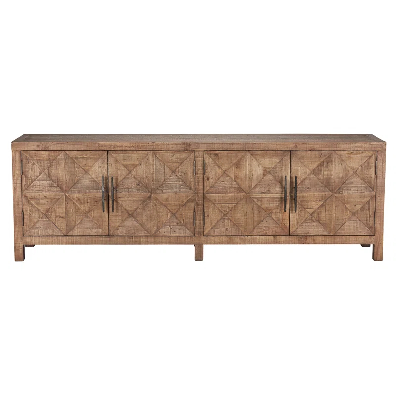 103.5'' Beige Pine Transitional Sideboard with Iron Hardware