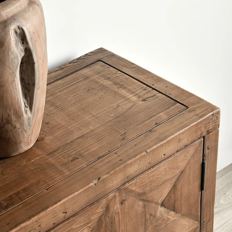 103.5'' Beige Pine Transitional Sideboard with Iron Hardware