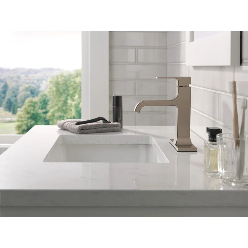 Velum Single Hole Curved Bathroom Faucet with Drain Assembly, Single Handle Bathroom Sink Faucet