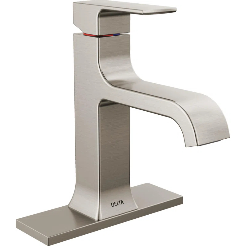 Velum Single Hole Curved Bathroom Faucet with Drain Assembly, Single Handle Bathroom Sink Faucet