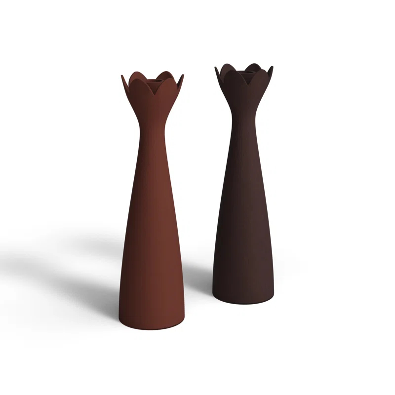 2 Piece Aluminum Tabletop Candlestick Set