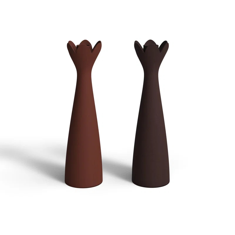 2 Piece Aluminum Tabletop Candlestick Set