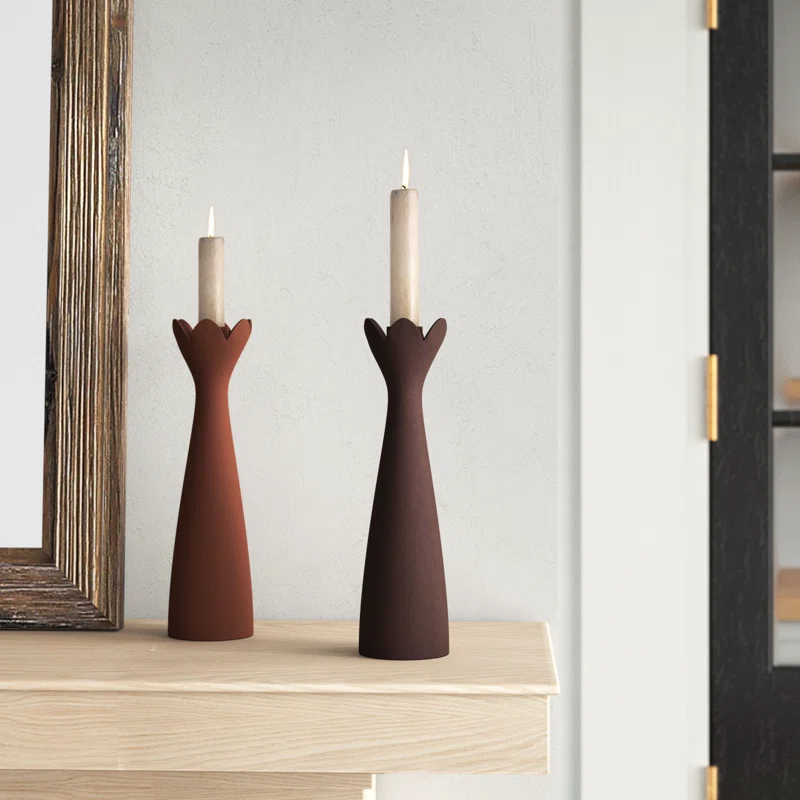 2 Piece Aluminum Tabletop Candlestick Set