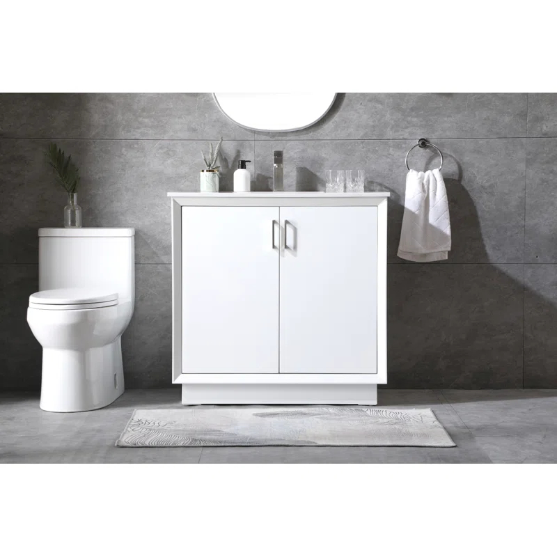 Hayes 36'' Single Bathroom Vanity with Engineered Marble Top