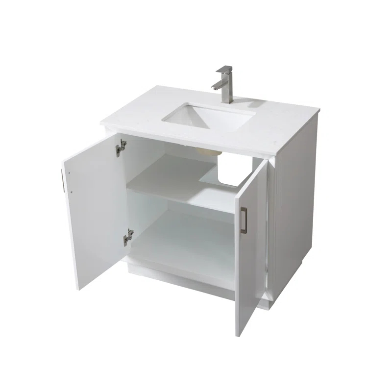 Hayes 36'' Single Bathroom Vanity with Engineered Marble Top