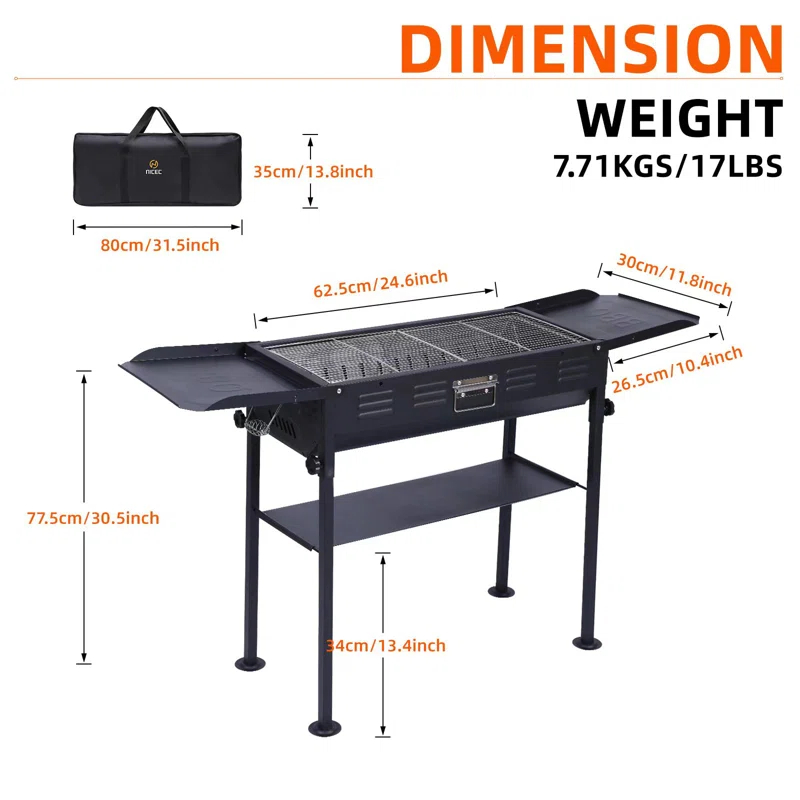 MUKE 45.4'' W Portable Charcoal Grill