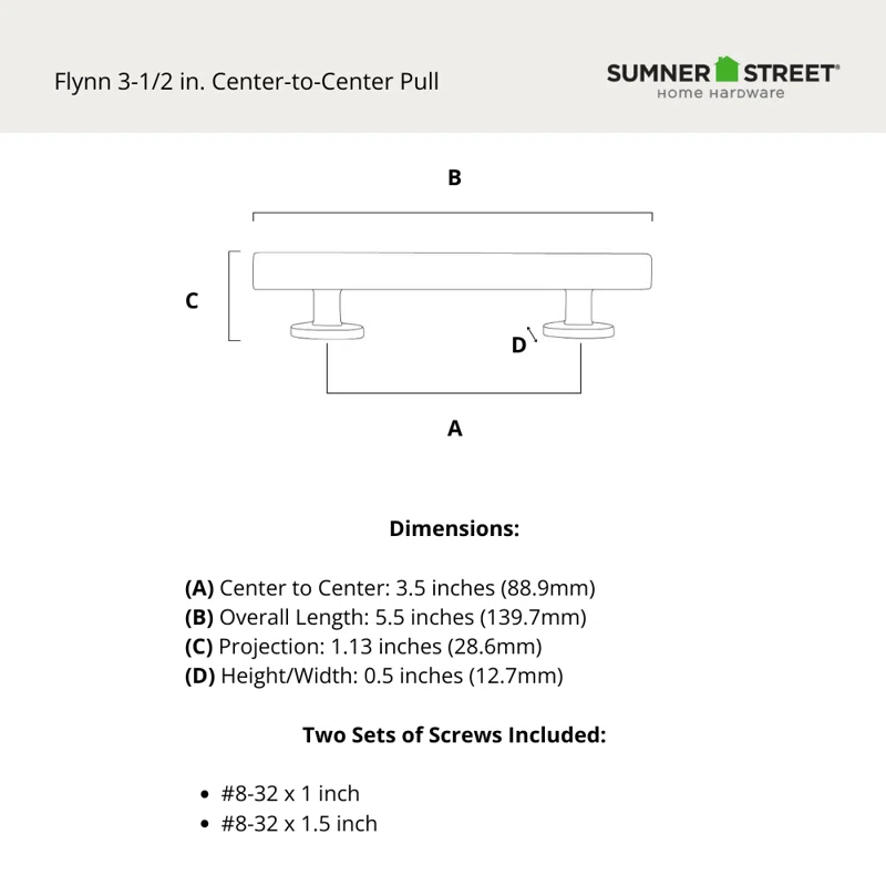 Flynn 3 1/2" Center to Center Bar Pull